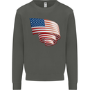 Curled USA Flag Independence Day Football Kids Sweatshirt Jumper Storm Grey
