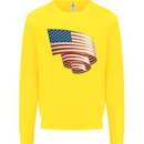 Curled USA Flag Independence Day Football Kids Sweatshirt Jumper Yellow