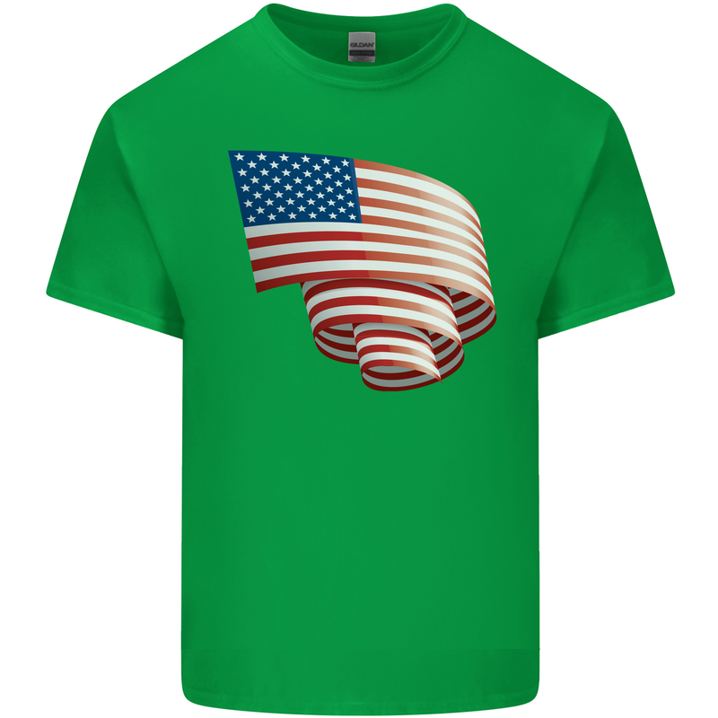 Curled USA Flag Independence Day Football Kids T-Shirt Childrens Irish Green