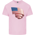 Curled USA Flag Independence Day Football Kids T-Shirt Childrens Light Pink