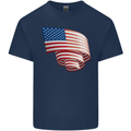 Curled USA Flag Independence Day Football Kids T-Shirt Childrens Navy Blue