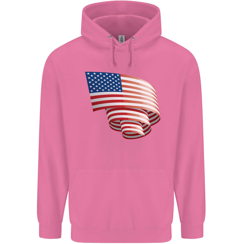 Curled USA Flag Independence Day Football Mens 80% Cotton Hoodie Azelea