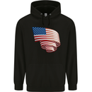 Curled USA Flag Independence Day Football Mens 80% Cotton Hoodie Black