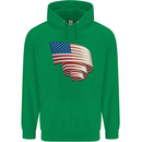 Curled USA Flag Independence Day Football Mens 80% Cotton Hoodie Irish Green