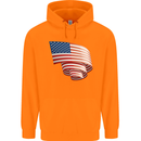 Curled USA Flag Independence Day Football Mens 80% Cotton Hoodie Orange