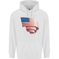 Curled USA Flag Independence Day Football Mens 80% Cotton Hoodie White