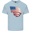 Curled USA Flag Independence Day Football Mens Cotton T-Shirt Tee Top Light Blue