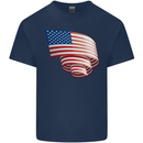 Curled USA Flag Independence Day Football Mens Cotton T-Shirt Tee Top Navy Blue