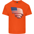Curled USA Flag Independence Day Football Mens Cotton T-Shirt Tee Top Orange