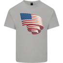 Curled USA Flag Independence Day Football Mens Cotton T-Shirt Tee Top Sports Grey