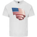 Curled USA Flag Independence Day Football Mens Cotton T-Shirt Tee Top White