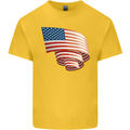 Curled USA Flag Independence Day Football Mens Cotton T-Shirt Tee Top Yellow