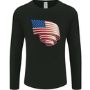 Curled USA Flag Independence Day Football Mens Long Sleeve T-Shirt Black