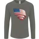 Curled USA Flag Independence Day Football Mens Long Sleeve T-Shirt Charcoal