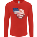 Curled USA Flag Independence Day Football Mens Long Sleeve T-Shirt Red