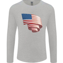 Curled USA Flag Independence Day Football Mens Long Sleeve T-Shirt Sports Grey