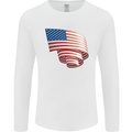 Curled USA Flag Independence Day Football Mens Long Sleeve T-Shirt White