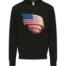 Curled USA Flag Independence Day Football Mens Sweatshirt Jumper Black