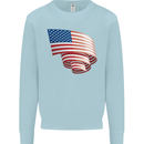 Curled USA Flag Independence Day Football Mens Sweatshirt Jumper Light Blue