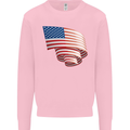 Curled USA Flag Independence Day Football Mens Sweatshirt Jumper Light Pink