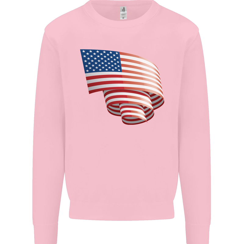 Curled USA Flag Independence Day Football Mens Sweatshirt Jumper Light Pink