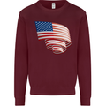 Curled USA Flag Independence Day Football Mens Sweatshirt Jumper Maroon