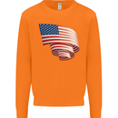 Curled USA Flag Independence Day Football Mens Sweatshirt Jumper Orange