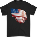 Curled USA Flag Independence Day Football Mens T-Shirt 100% Cotton Black