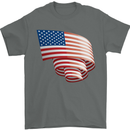 Curled USA Flag Independence Day Football Mens T-Shirt 100% Cotton Charcoal
