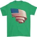 Curled USA Flag Independence Day Football Mens T-Shirt 100% Cotton Irish Green