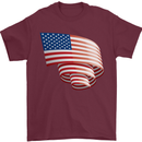 Curled USA Flag Independence Day Football Mens T-Shirt 100% Cotton Maroon