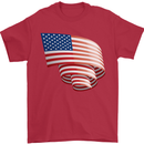 Curled USA Flag Independence Day Football Mens T-Shirt 100% Cotton Red