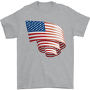 Curled USA Flag Independence Day Football Mens T-Shirt 100% Cotton Sports Grey
