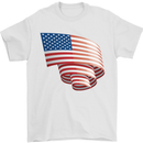 Curled USA Flag Independence Day Football Mens T-Shirt 100% Cotton White