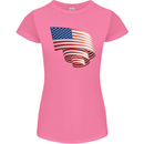 Curled USA Flag Independence Day Football Womens Petite Cut T-Shirt Azalea