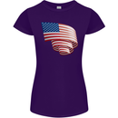 Curled USA Flag Independence Day Football Womens Petite Cut T-Shirt Purple