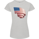 Curled USA Flag Independence Day Football Womens Petite Cut T-Shirt Sports Grey