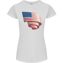 Curled USA Flag Independence Day Football Womens Petite Cut T-Shirt White