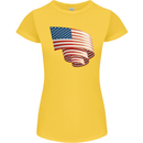 Curled USA Flag Independence Day Football Womens Petite Cut T-Shirt Yellow
