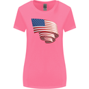 Curled USA Flag Independence Day Football Womens Wider Cut T-Shirt Azalea