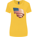 Curled USA Flag Independence Day Football Womens Wider Cut T-Shirt Yellow