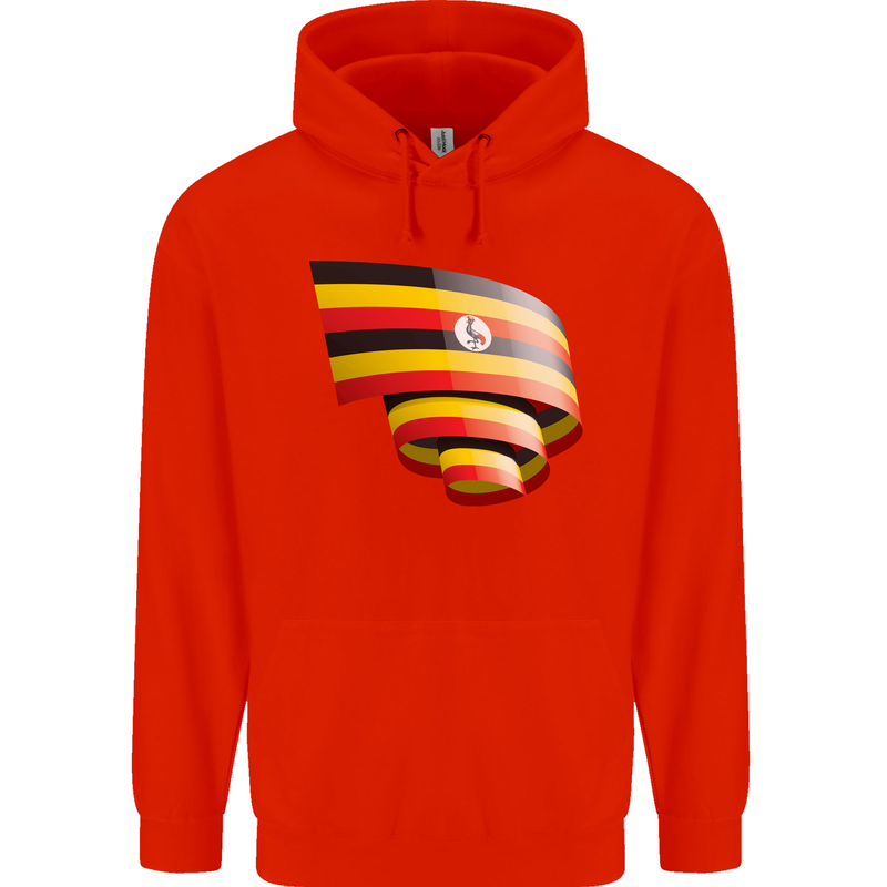 Curled Uganda Flag Ugandan Day Football Childrens Kids Hoodie Bright Red