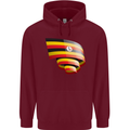 Curled Uganda Flag Ugandan Day Football Childrens Kids Hoodie Maroon