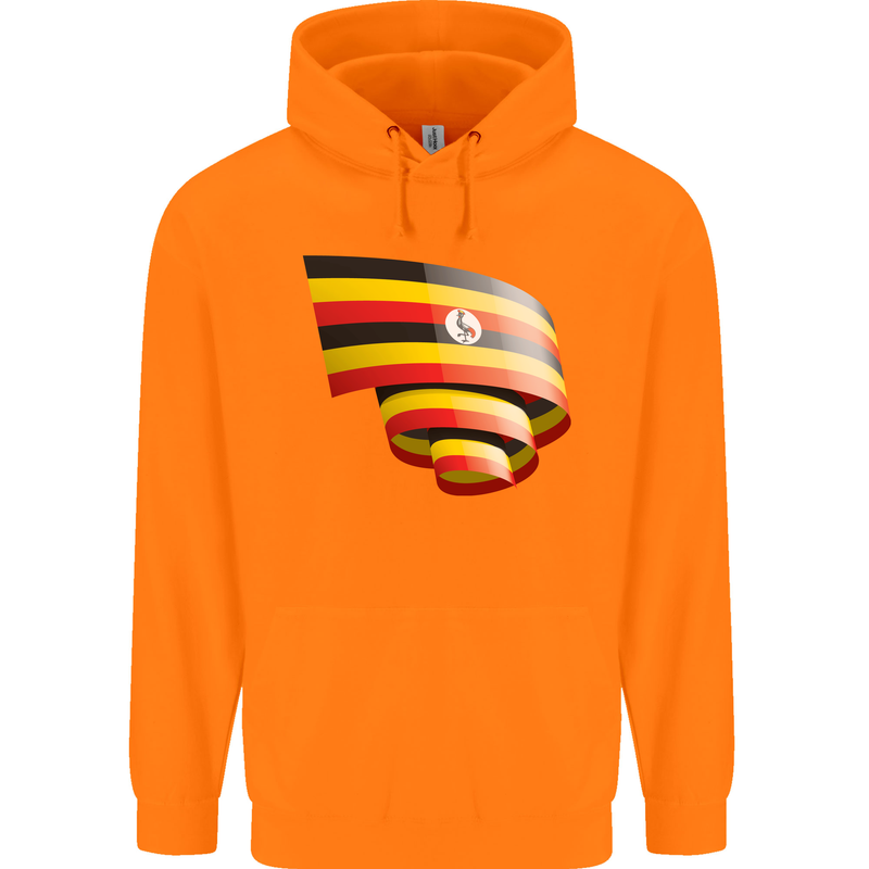 Curled Uganda Flag Ugandan Day Football Childrens Kids Hoodie Orange