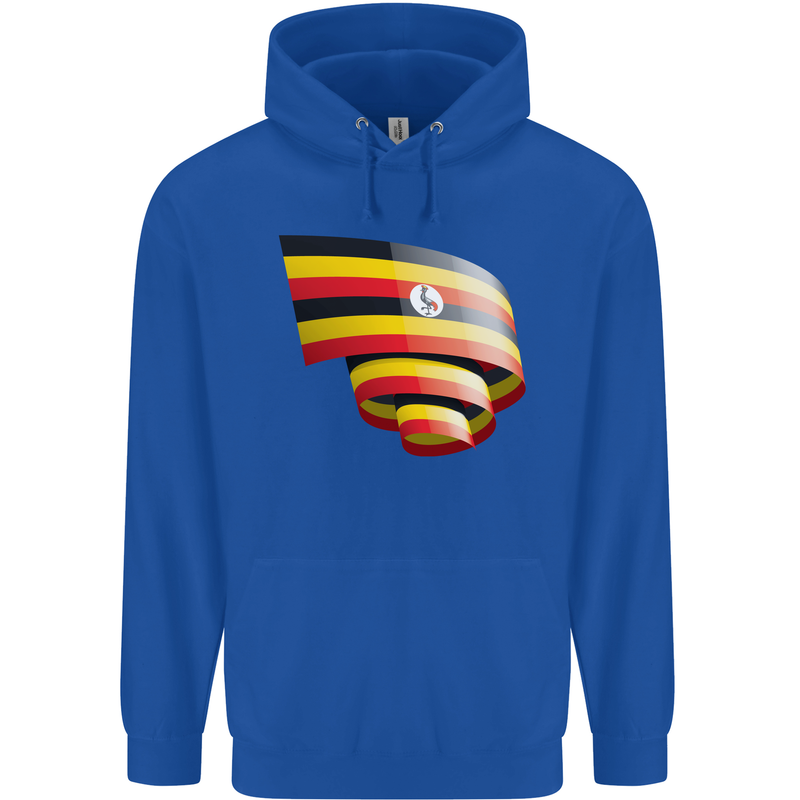 Curled Uganda Flag Ugandan Day Football Childrens Kids Hoodie Royal Blue