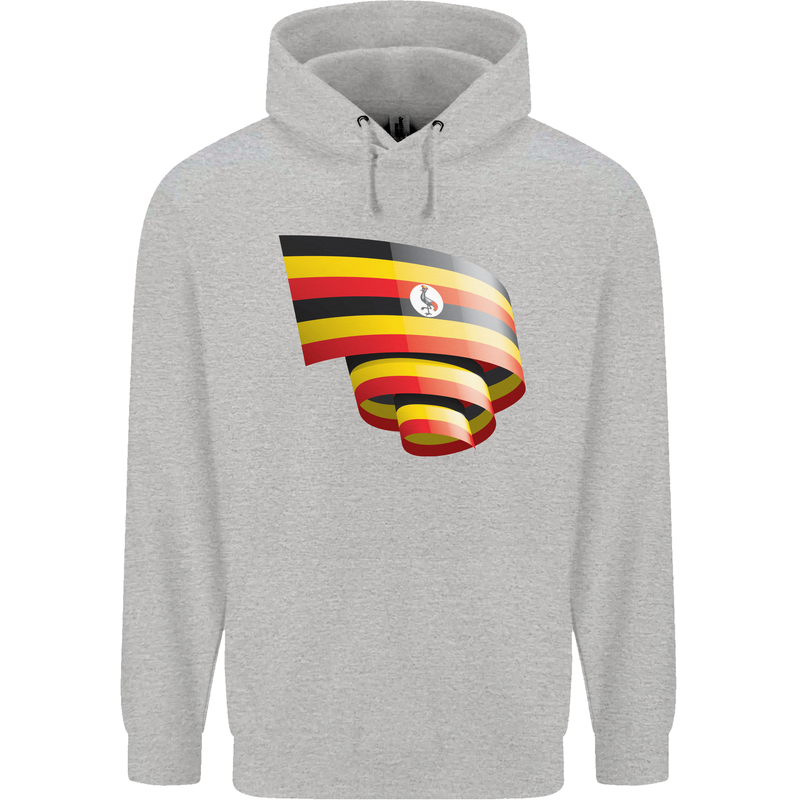 Curled Uganda Flag Ugandan Day Football Childrens Kids Hoodie Sports Grey