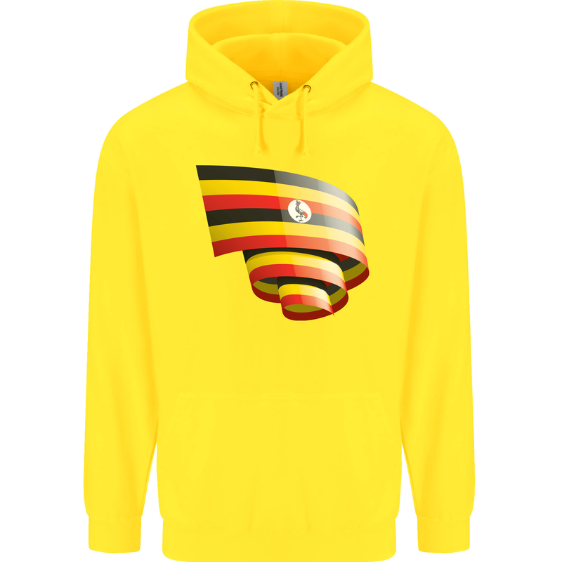 Curled Uganda Flag Ugandan Day Football Childrens Kids Hoodie Yellow