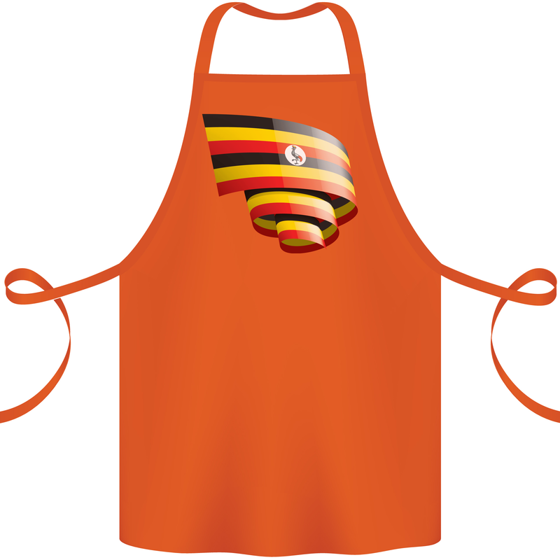 Curled Uganda Flag Ugandan Day Football Cotton Apron 100% Organic Orange