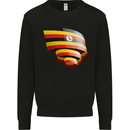 Curled Uganda Flag Ugandan Day Football Kids Sweatshirt Jumper Black