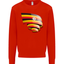Curled Uganda Flag Ugandan Day Football Kids Sweatshirt Jumper Bright Red